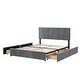 preview thumbnail 5 of 22, Modern & Simple Style Queen Size Upholstery Wood Platform Bed with Four Drawers,Adjustable Headboard