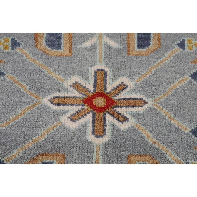Light Blue Kazak Oriental Area Rug Handmade Wool Carpet - 7'10"x 9'10"