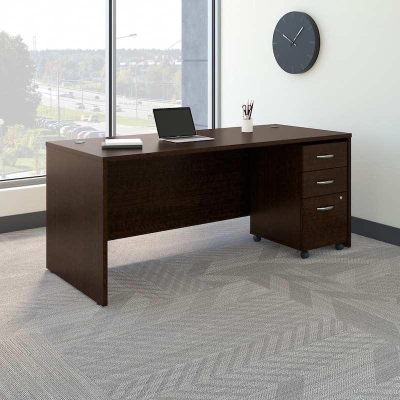 Series C 72W x 30D Office Desk with Drawers by Bush Business Furniture - Mocha Cherry