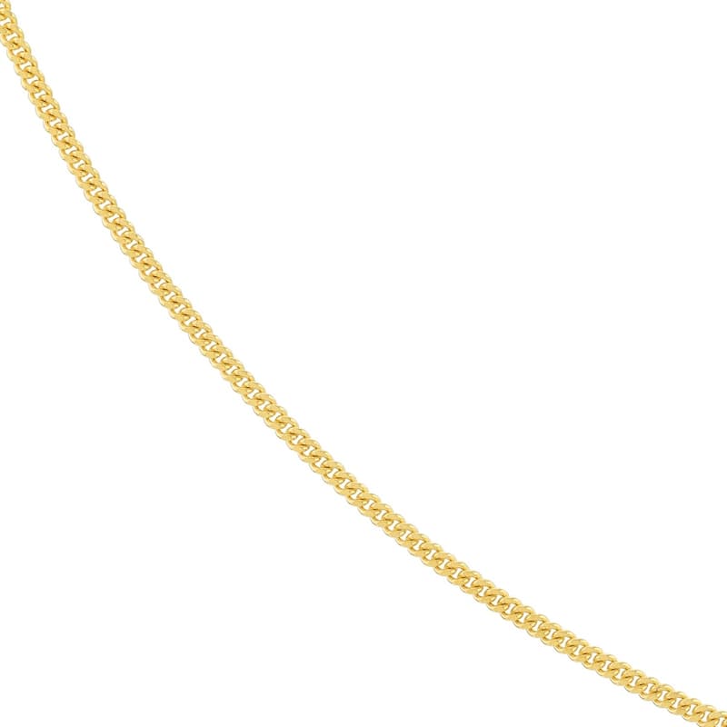 Curata 14k Yellow Gold 0.9mm Curb Chain Necklace 5mm (Spring Ring)