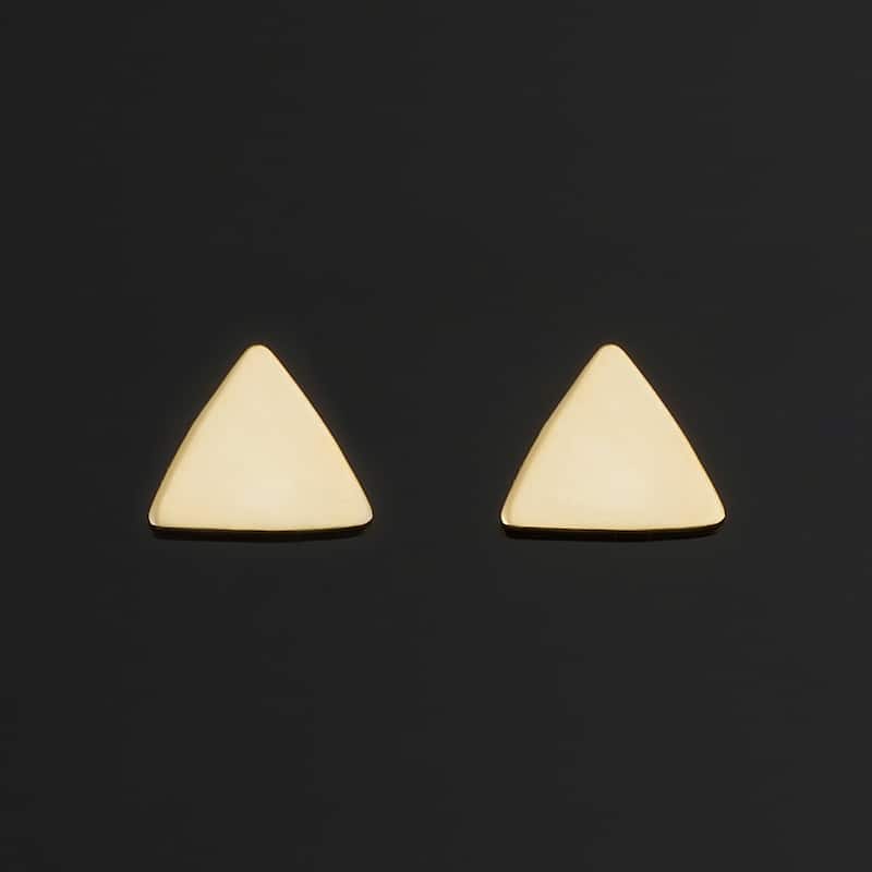 14k Yellow Gold Triangle Stud Earrings Minimalist Jewelry for Girls Teens Women