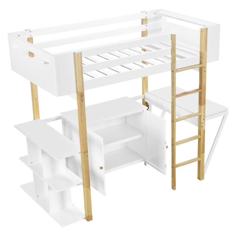 Stylish Twin Loft Bed with Integrated Storage and Foldable Desk for Space Optimization