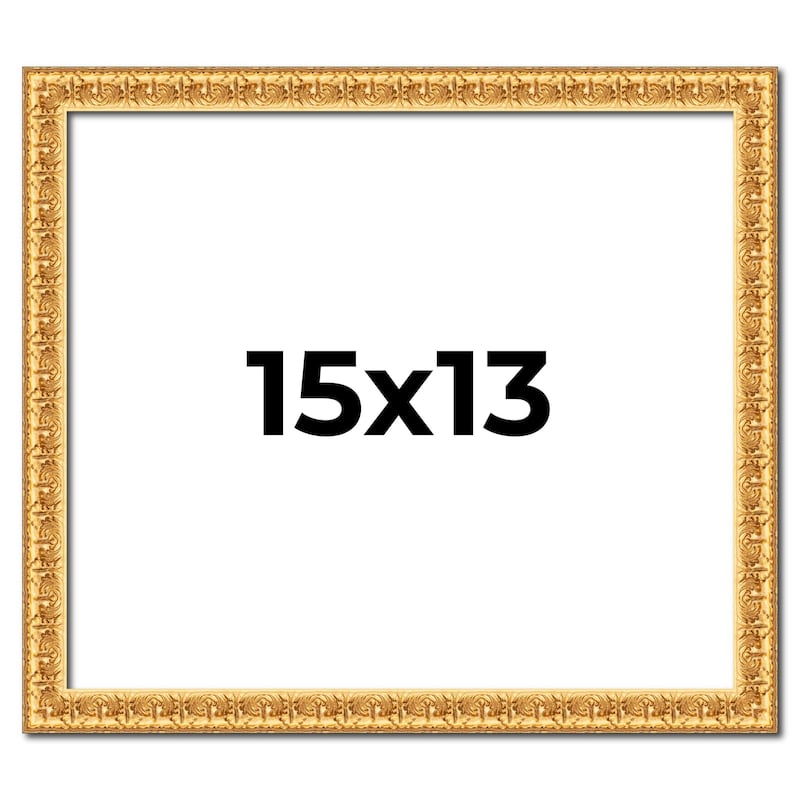 15x13 Frame Gold Real Wood Picture Frame Width 1 inches | Interior