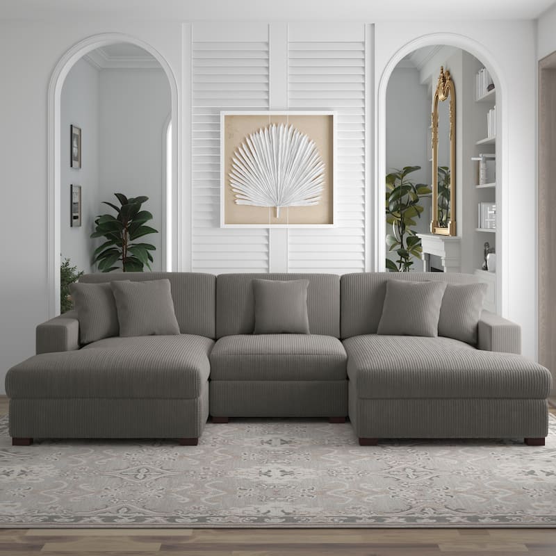 Corduroy Modular Couch Sectional Chaise Lounge Sofa