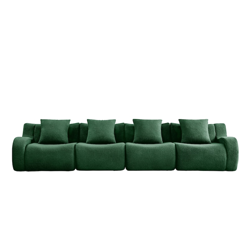 GDF Studio - Fairford 4-Seat Modular Sofa with Curved Armrests & Premium Teddy Fabric