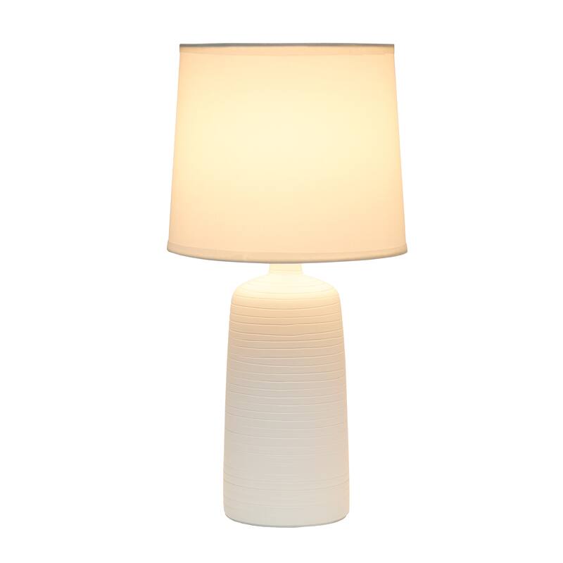 Simple Designs Textured Linear Ceramic Table Lamp, Off White - N/A