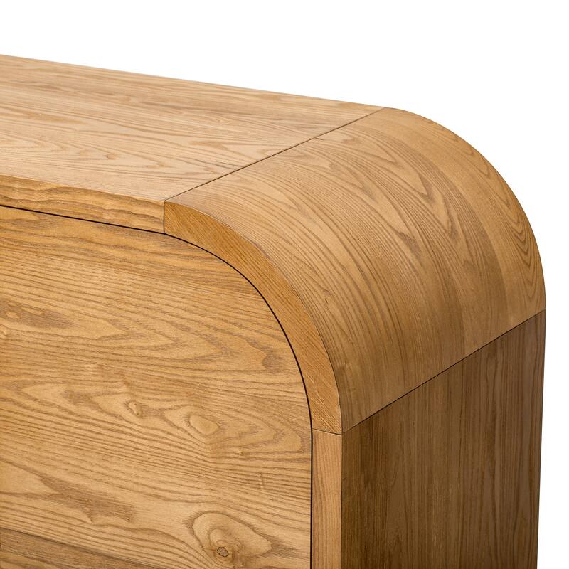 Buffet Cabinet with Storage, Wood Sideboard Cabinet with Curvy Edge, 4 Doors Retro Credenza Storage Cabinet