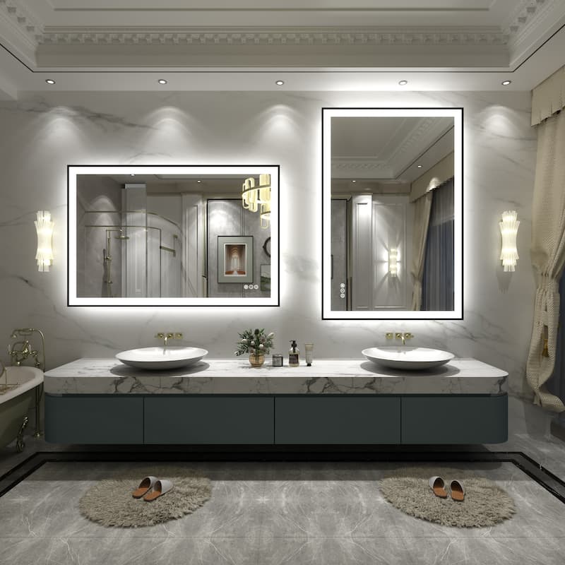 Front & Back LED Anti-Fog Tempered Glass Framed Bathroom/Vanity Mirror 3-Year Warranty