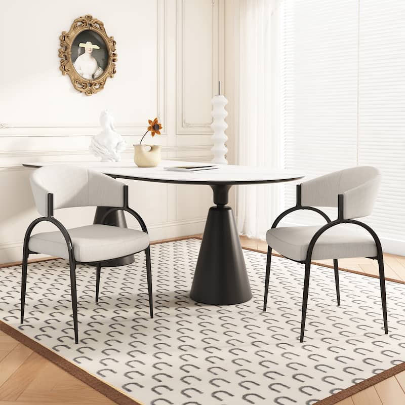 Naci Modern Fabric Dining Chairs With Curved Backrest by Christopher Knight Home