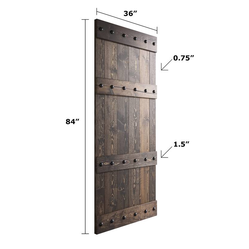 Coast Sequoia 72in x 84in Castle Series Pine Wood Double Sliding Barn Door With Hardware Kit