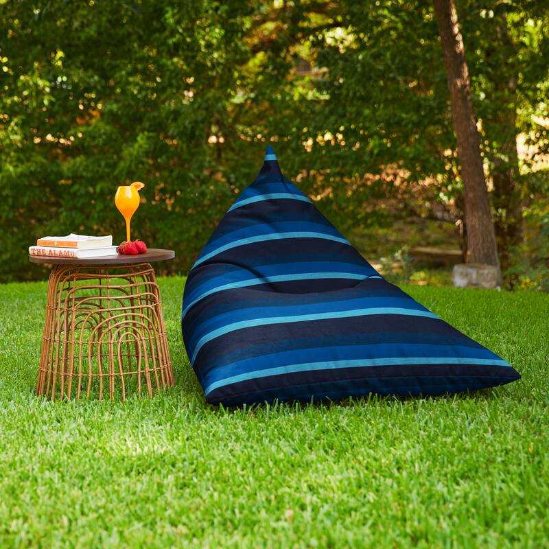 Sorra Home Sunbrella Outdoor Bean Lounger - 54 in W x 38 in W x 21 in H - Gateway Indigo