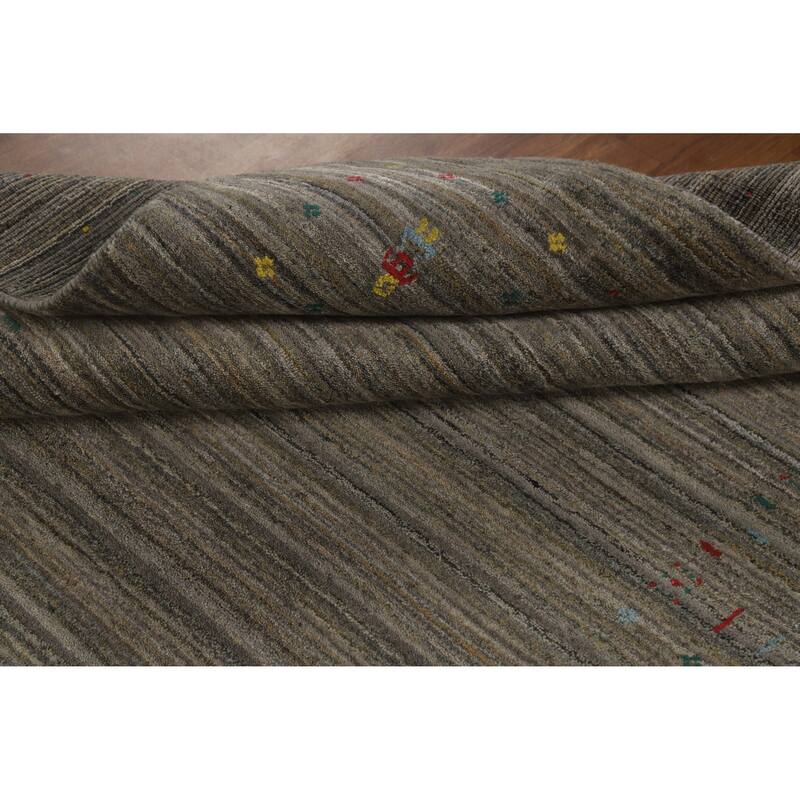 Hand Knotted Oriental 100% Wool Carpet Tribal Tribal Green Gabbeh Area Rug - 8' 2'' X 5' 3''