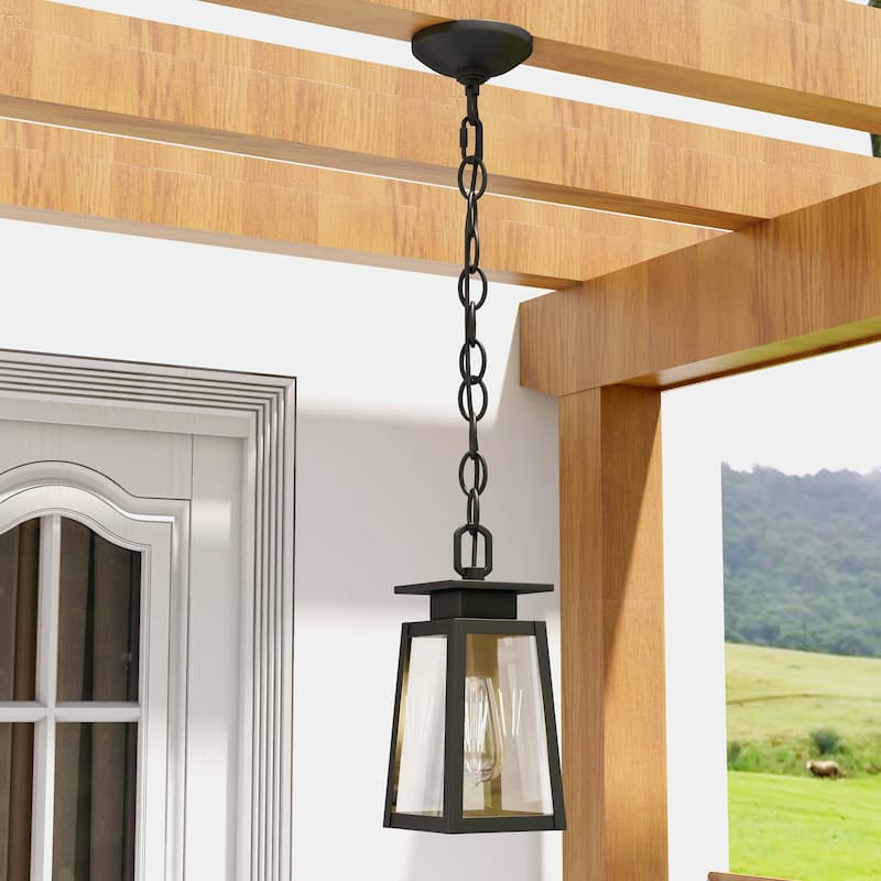 1-Light Black Outdoor/Indoor Pendant - 5"x5"x10.43"
