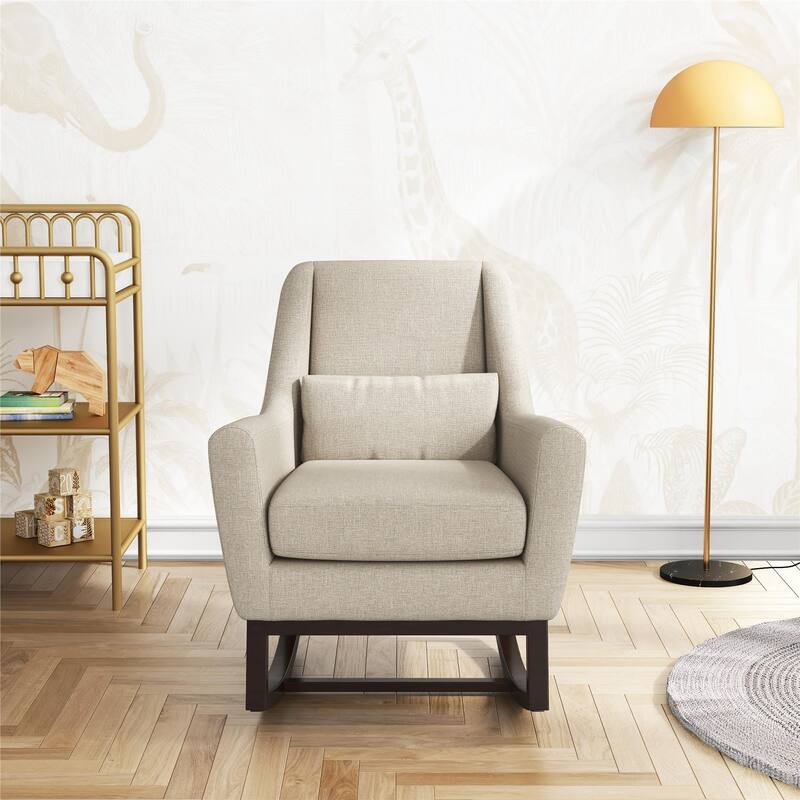 Little Seeds Sophie Mid-Century Rocker with Lumbar Pillow