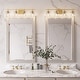 preview thumbnail 2 of 34, Frenia 4-light Modern Dimmable Bathroom Vanity Light with Art Glass