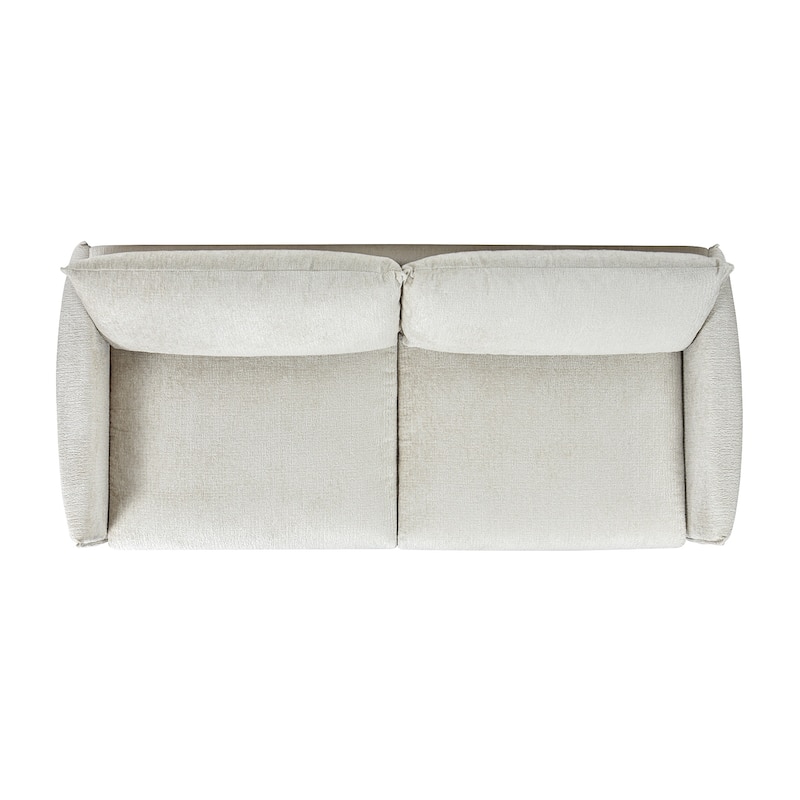 Haven 83" Oak Wood Chenille Flange Arm Sofa with Removable Cushions