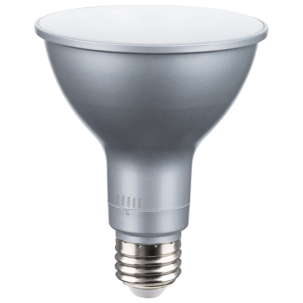 15W PAR30LN LED Long Neck 27K/30K/35K/40K/50K CCT Selectable Medium Base 120V - Silver