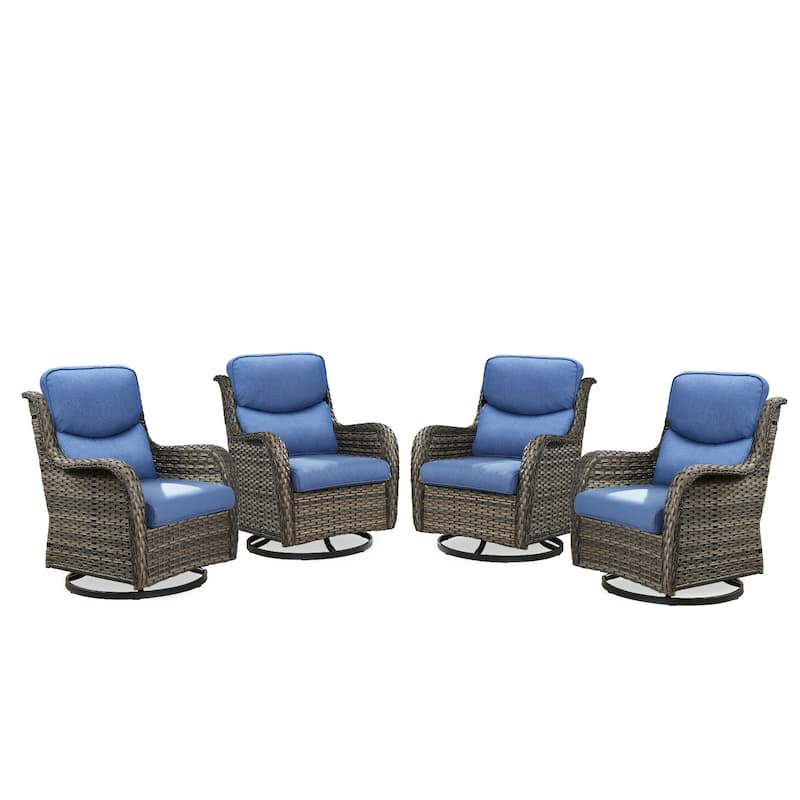 4 Pieces Outdoor Gliders Swivel Chairs Set with 5-Inch Thick Cushions