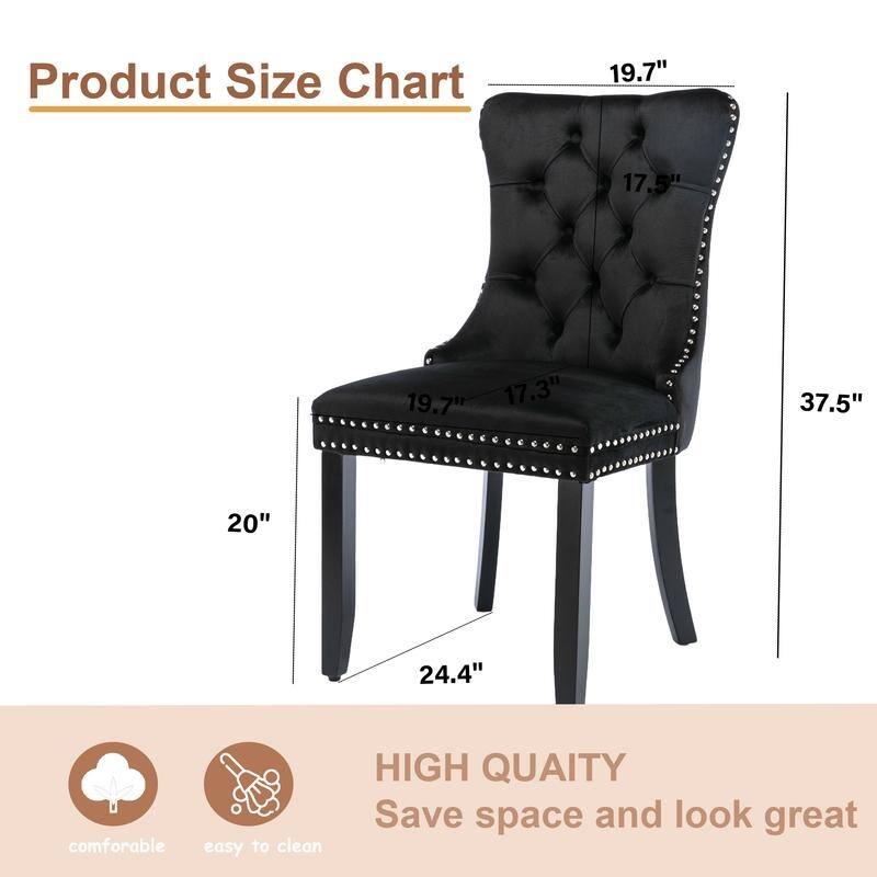Modern Tufted Velvet Upholstered Nailhead Dining Chair Set of 6