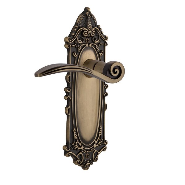 Nostalgic Warehouse VICSWN_PRV_234_NK Swan Privacy Door Lever Set with Victorian Rose for 2-3/4" Backset Doors