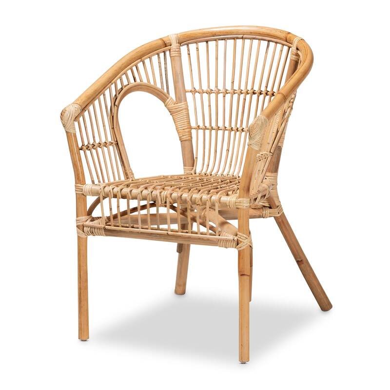 Alleta Modern Bohemian Natural Brown Rattan 3-Piece Living Room Set