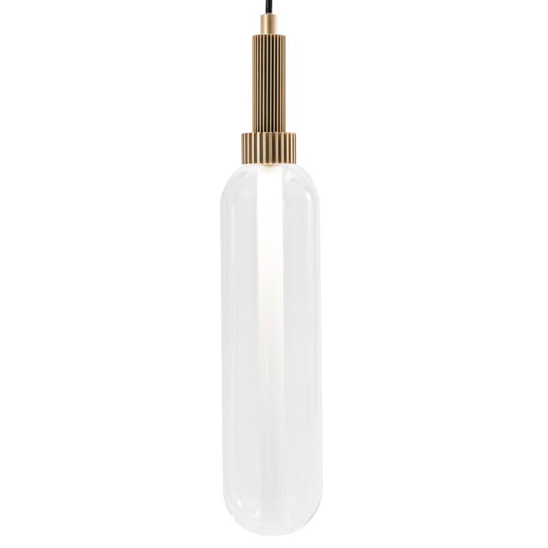 VidaLite Modern 10W LED Cylinder Pendant Light, Single Bulb Glass Fixture, 3000K Adjustable Light, 700 Lumens, Opal Gold