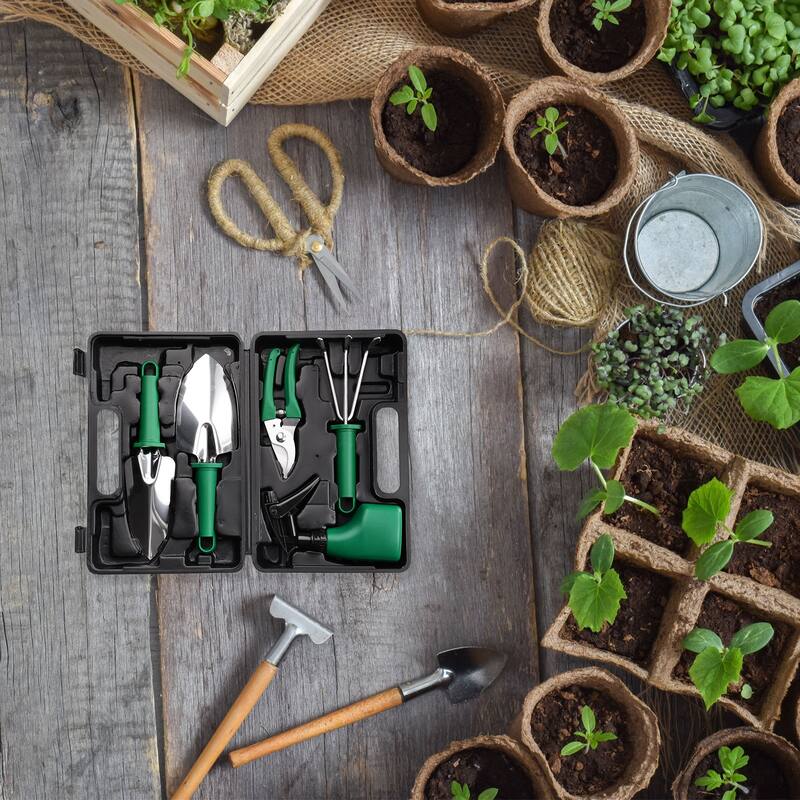 1 Set Garden Tool Set 5 Pieces Plastic Kits for Gardening, Green
