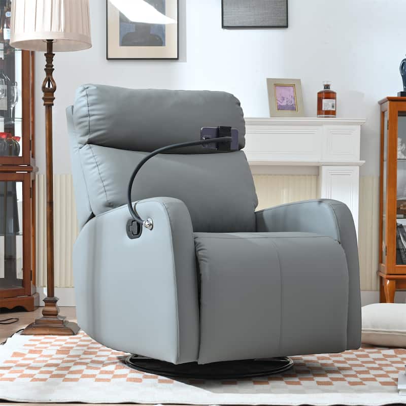 GDFStudio - PU Swivel Rocker Recliner with 360° Motion & Manual Control