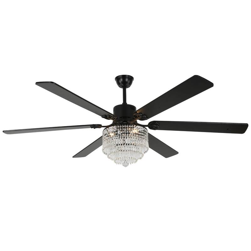 Bella Depot 65" Crystal Ceiling Fan with Light Kit and Remote Control,6-Speed Reversible Ceiling Fan