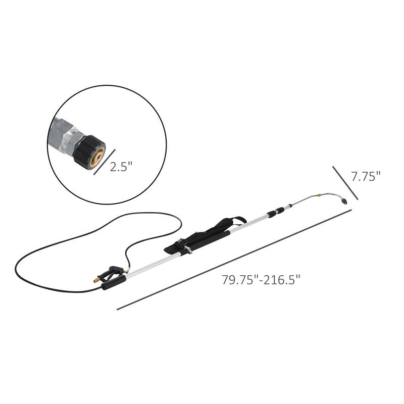 Outsunny 18' 4000 PSI Electric High Pressure Washer Wand Extension Pole - 79.75"- 195" L x 7" W x 0.75" T