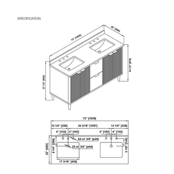 dimension image slide 8 of 13, Gabi Bathroom Vanity with White Engineered Stone Top