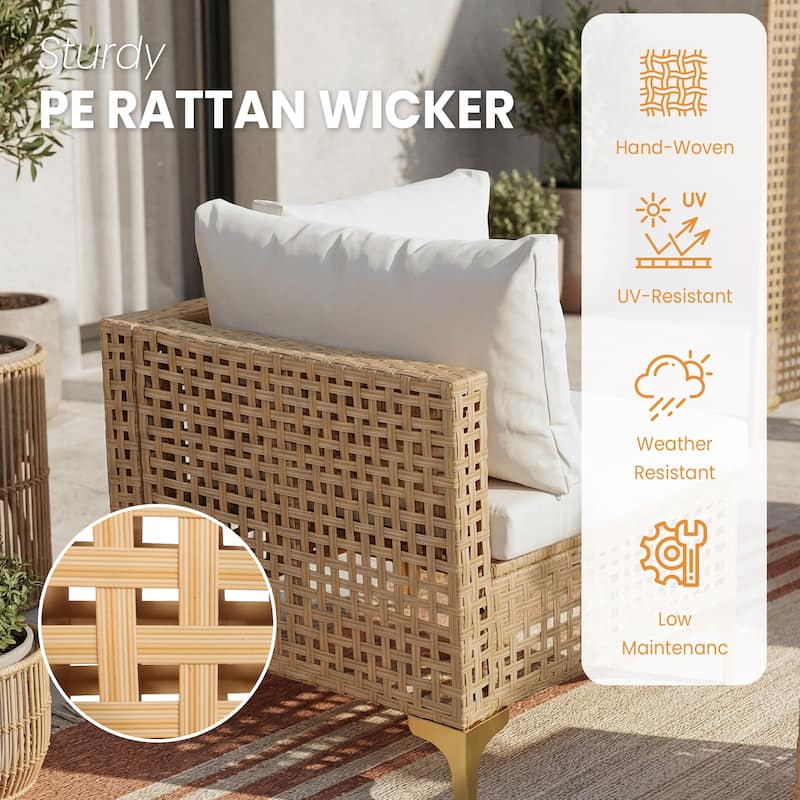 8pcs Wicker Patio Conversation Set Seating with Storage Box