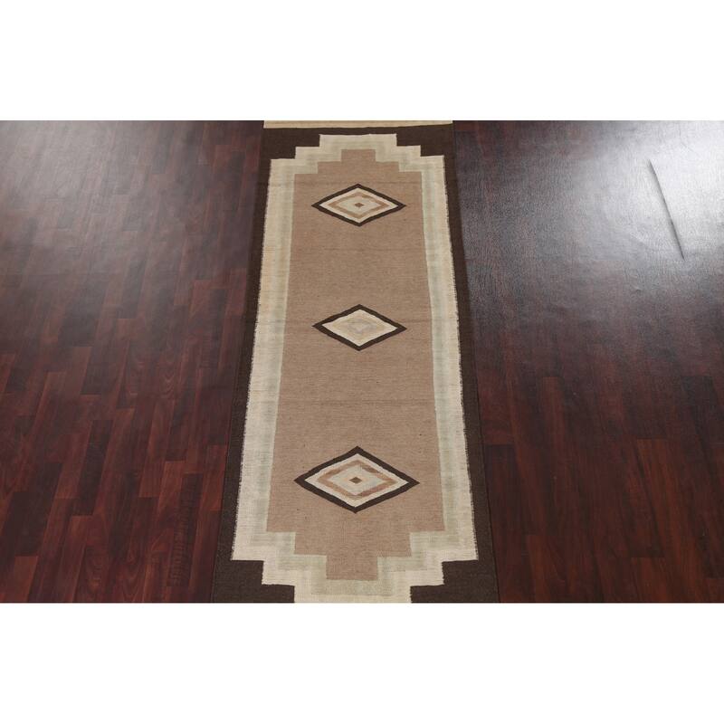 Natural Dye Kilim Oriental Staircase Runner Rug Hand-woven Wool Carpet - 3'5" x 12'8"