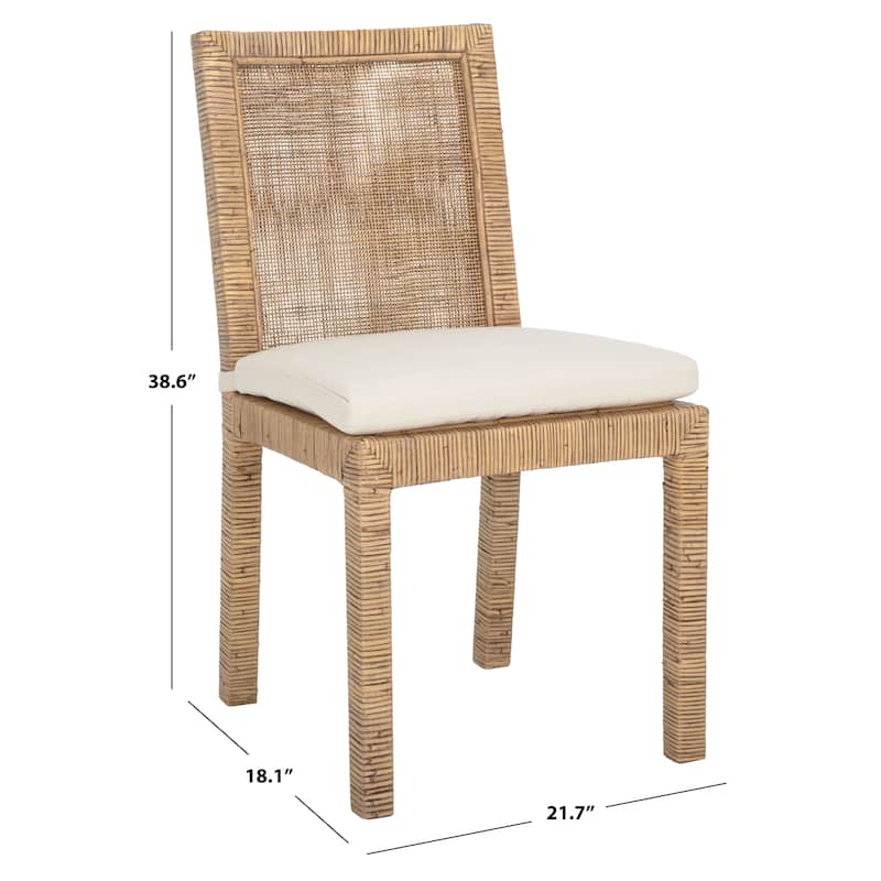SAFAVIEH Jessye Cane Dining Room Chair with Cushion (Set of 2) - 21.7" W x 18.1" L x 38.6" H - 22"W x 18"D x 35"H