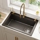 preview thumbnail 1 of 82, Karran Drop-In Quartz 33 in. 1-Hole Single Bowl Kitchen Sink Kit