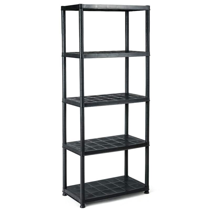 Gymax 5-Tier Storage Shelving Freestanding Heavy Duty Rack,28"XL X - Black