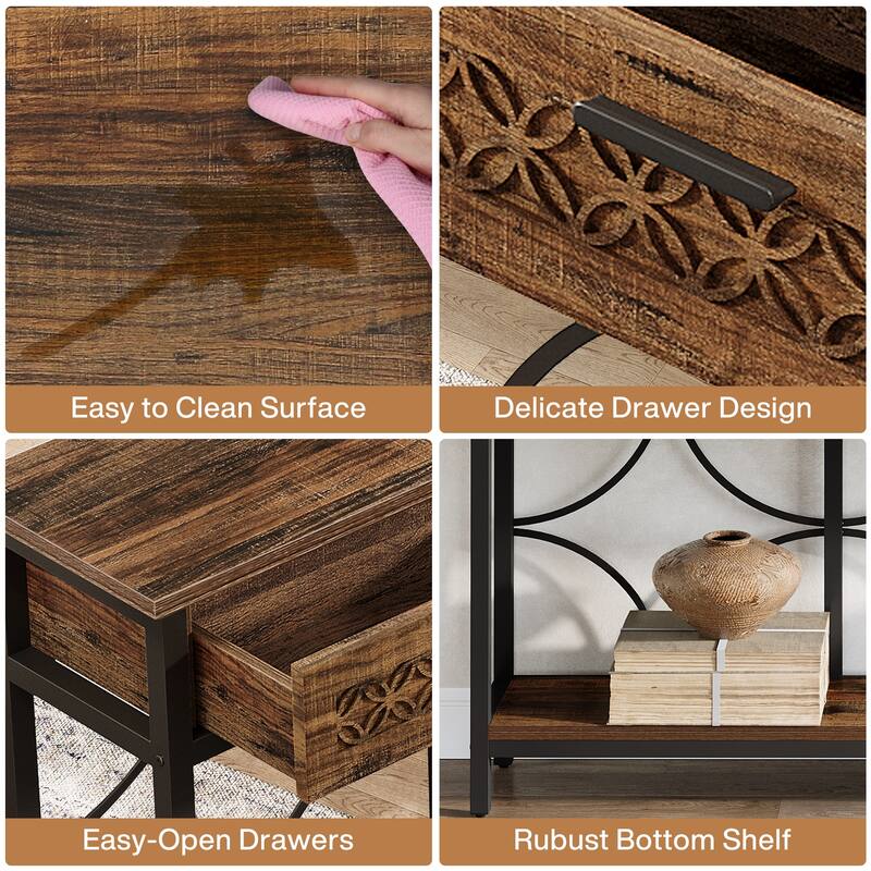 70.9 Inches Sofa Console Table with 3 Drawers and Storage Shelf - 11.8" D x 70.8" W x 35.4" H