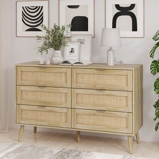 6 - Drawer 47.2" W Dresser with Rattan - Bed Bath & Beyond - 42299808