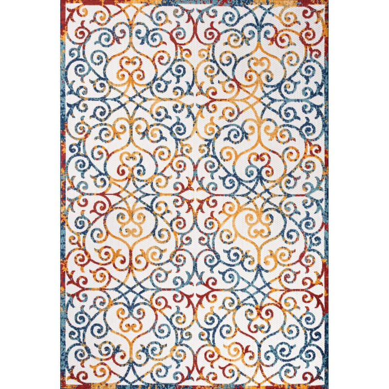 JONATHAN Y Cetara Scroll Trellis Indoor/Outdoor Area Rug - 8 X 10