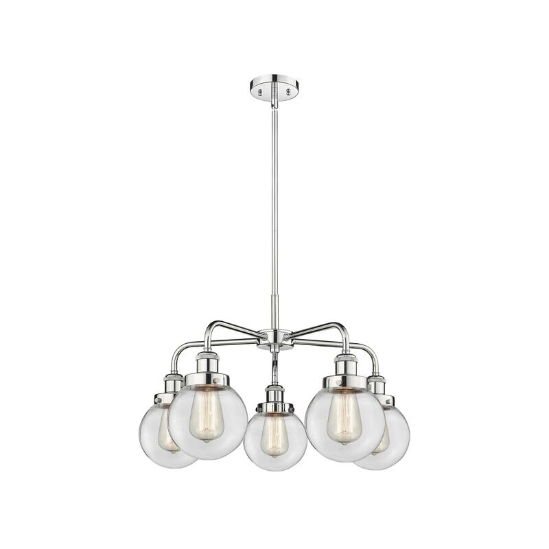 Innovations Lighting Beacon - 5 Light 24" Stem Hung Chandelier - Clear/Polished Chrome