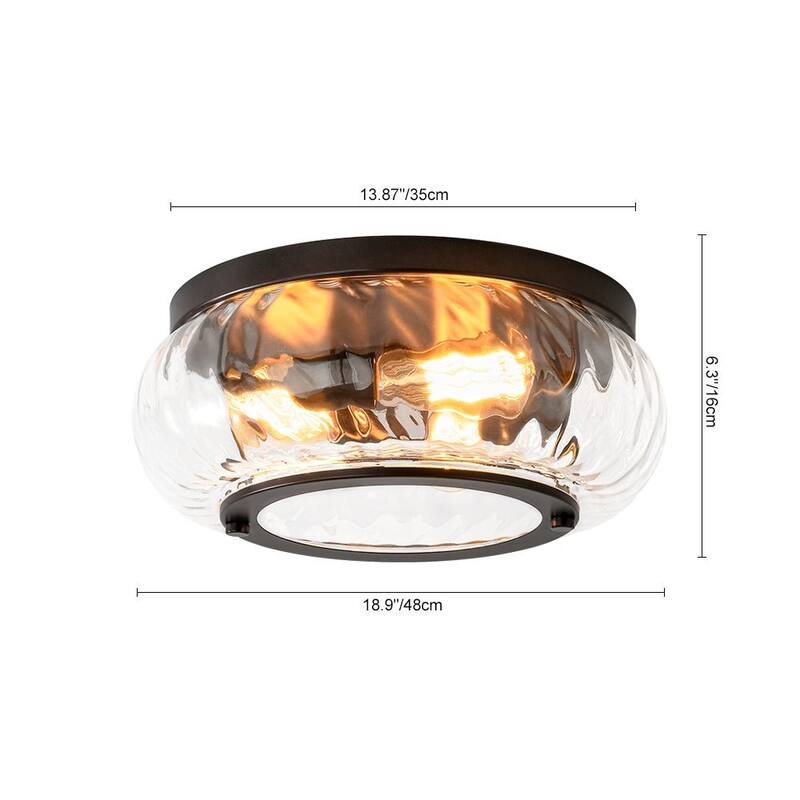 Oil Rubbed Bronze 3-Light Round Glass Flush Mount Ceiling Light