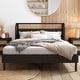 Black Wingback Platform Bed Queen Bed Frame with Rattan Headboard - Bed ...