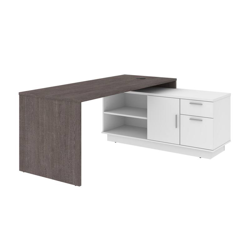 Bestar Equinox 72W L-Shaped Desk with Storage and File Drawer
