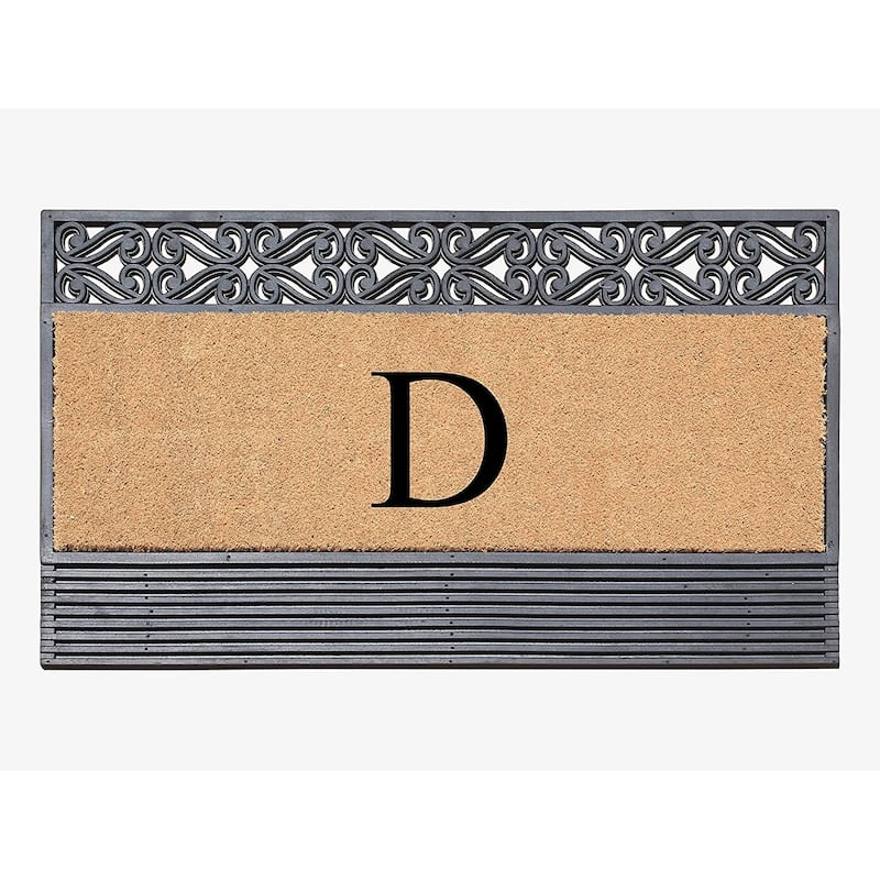 A1HC First Impression Rubber and Coir Rosewood 24" X 36", Heavy Duty Outdoor Monogrammed Doormat - Monogrammed D