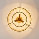 preview thumbnail 16 of 19, Bohemian 3-Light Antique Gold Natural Jute Rope Drum Semi-Flush Mount Ceiling Light - 15.4" W x 12.6" H