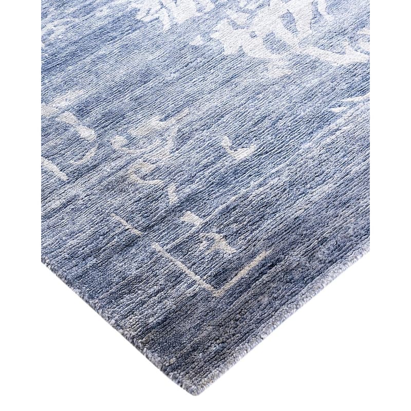 Modern One-of-a-Kind Hand-Knotted Area Rug, Blue - 8' 1" x 10' 1"