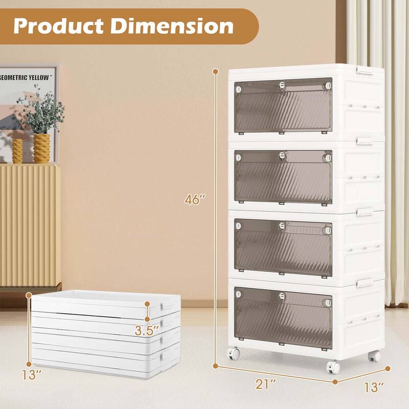 Costway 3/4-Tier Stackable Storage Bins 33-gal Collapsible Storage