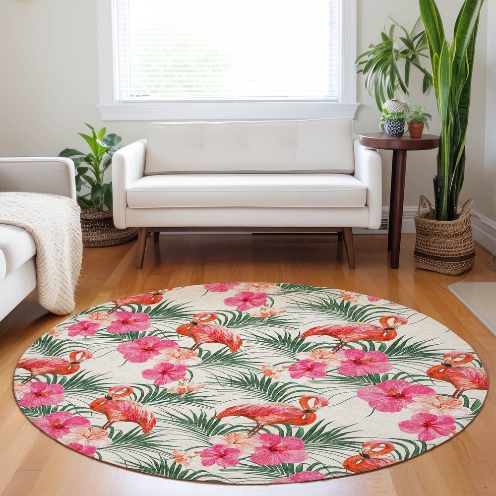Premium Washable Super Soft Tropical Flamingo Mayfield Rug