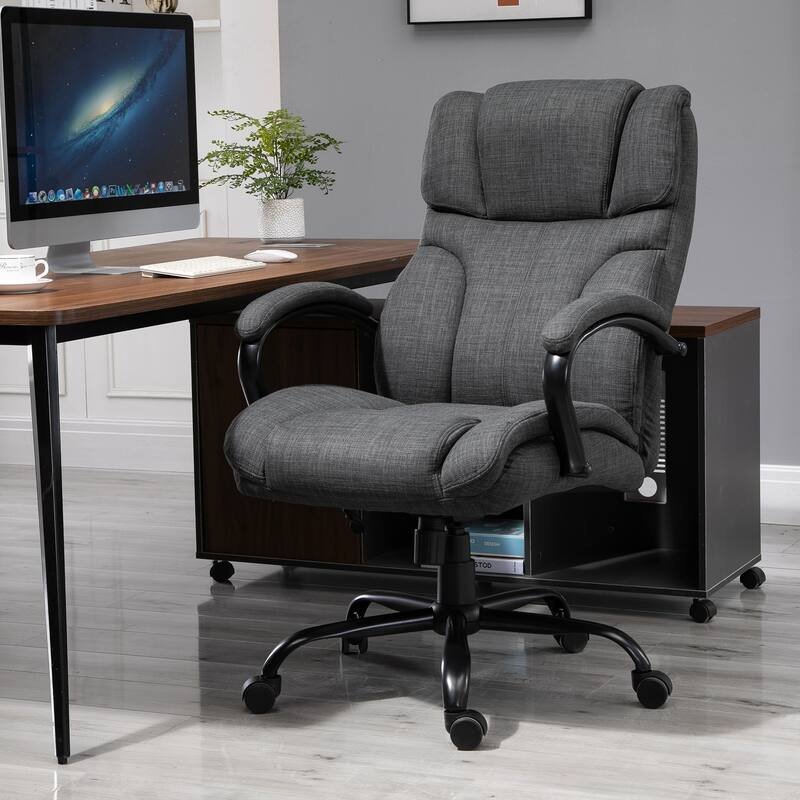 Vinsetto Swivel Ergonomic Big & Tall Office Computer Desk Chair with 5 Univeral Wheels & a Linen Finish