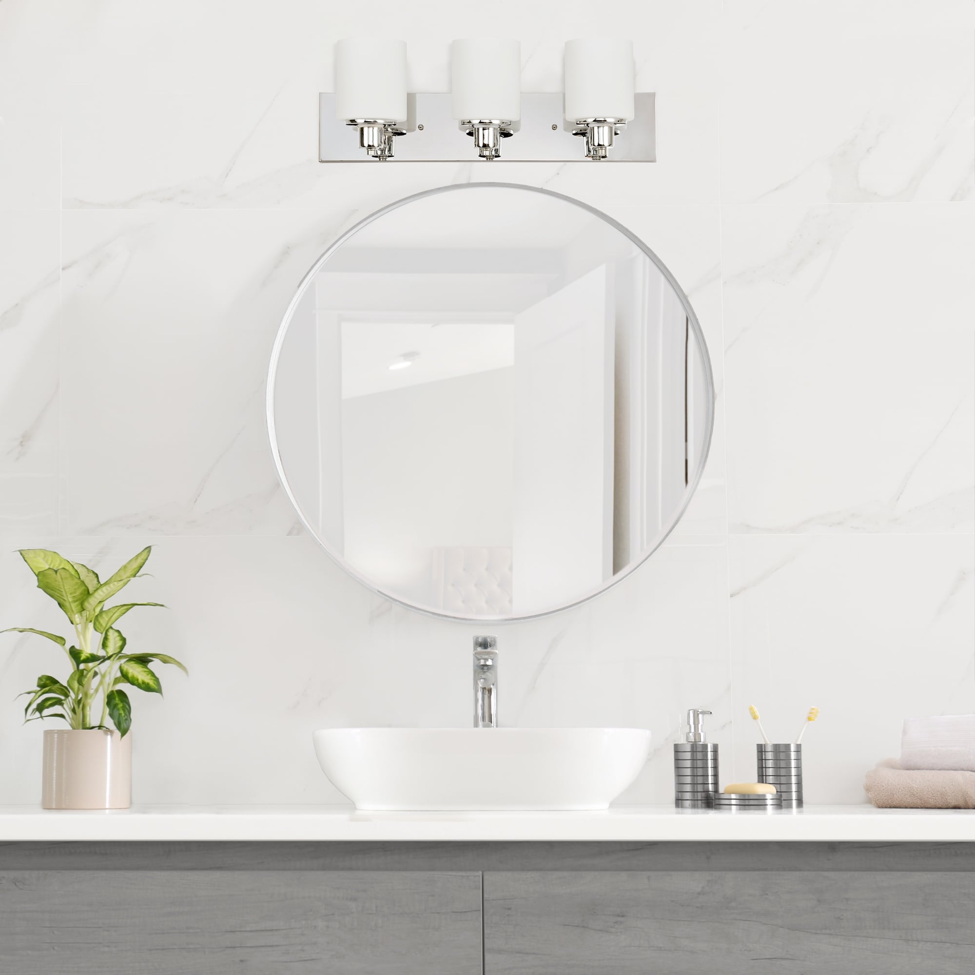Dane Polished Chrome Dimmable 3-Light Vanity Light - Polished Chrome
